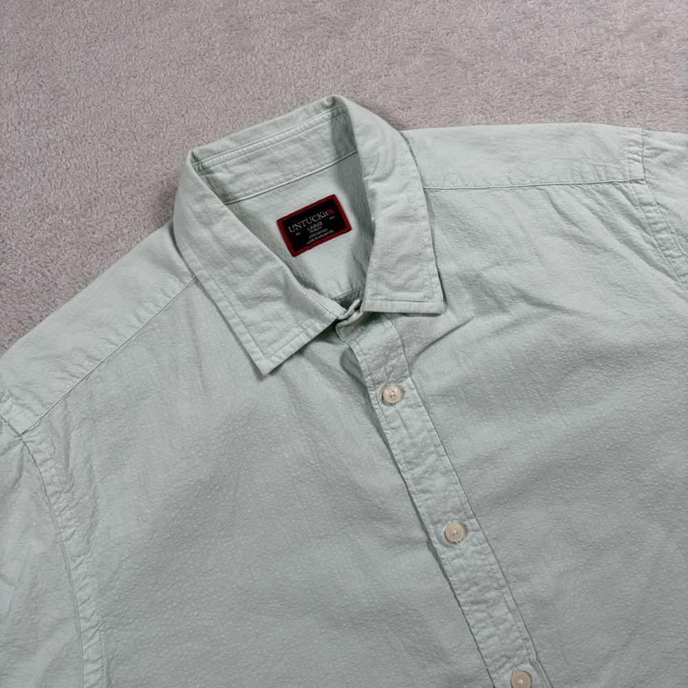 Untuckit Pavao Shirt Mens Large Mint Green Slim Fit‎ Short Sleeve Button Front